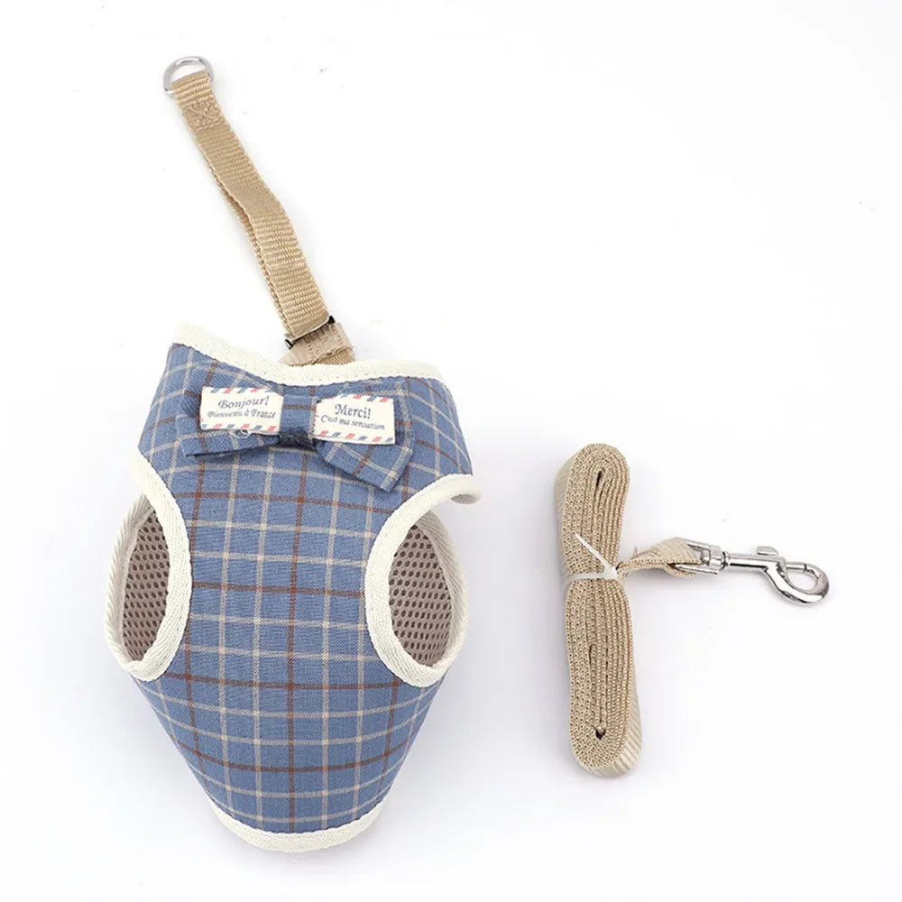 Breathable Mesh Pet Harness Set - Adjustable Leash Vest for Small Dogs & Cats