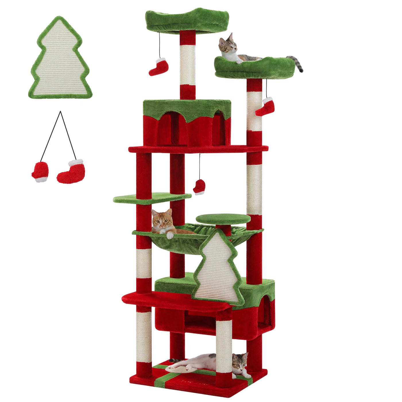 Large Cat Tree Tower - Sisal Scratching Condo for Indoor Cats