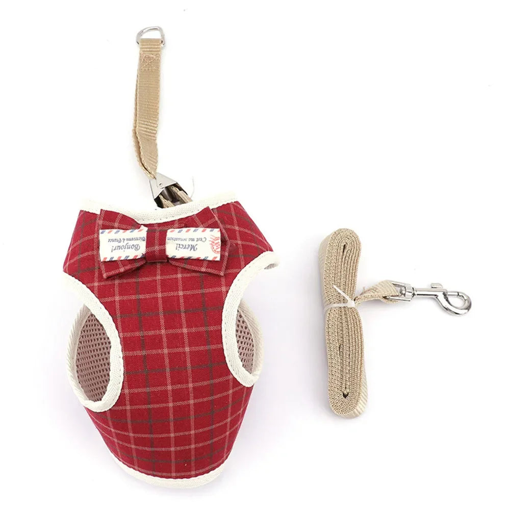 Breathable Mesh Pet Harness Set - Adjustable Leash Vest for Small Dogs & Cats