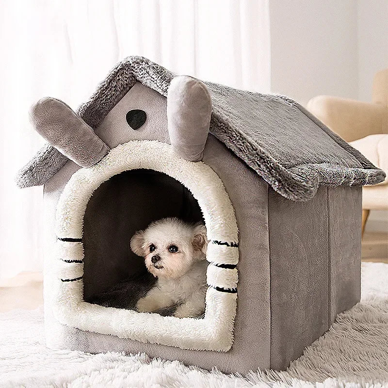 Foldable Pet Cave Bed - Warm House Kennel for Small & Medium Dogs and Cats