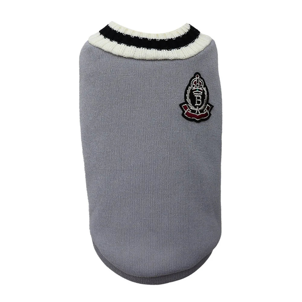 Collegiate Style Pet Sweater Vest - Warm Winter Top for Cats & Small Dogs
