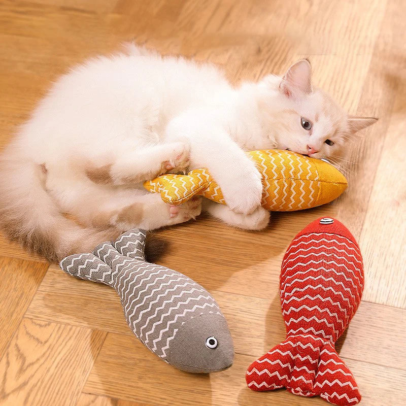 Interactive Fish Cat Toy - Plush Kicker and Chew Pillow for Indoor Cats
