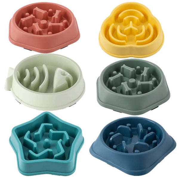 Round Slow Feeder Pet Bowl - Anti-Choking Food Bowl for Cats & Dogs