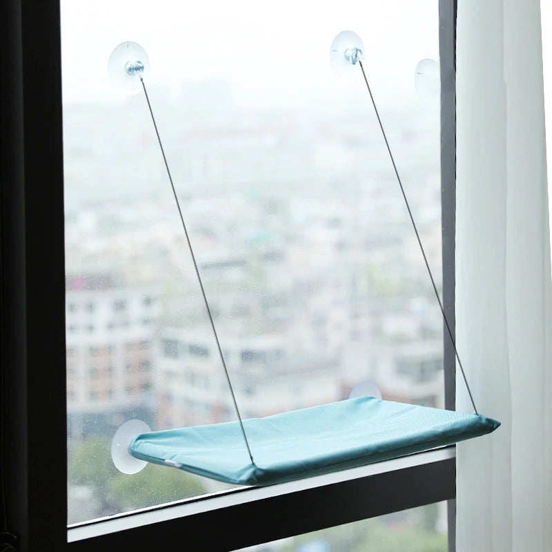 Window Cat Hammock Bed - Washable Suction Shelf Seat for Lounging Cats