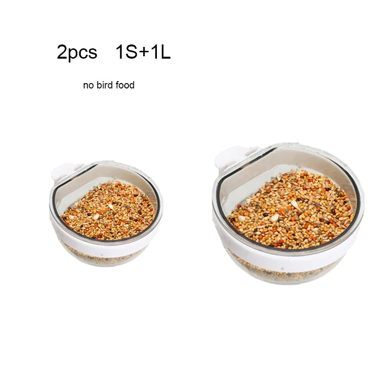 Detachable Transparent Bird Feeding Bowl - Hanging Cup for Parrots and Finches