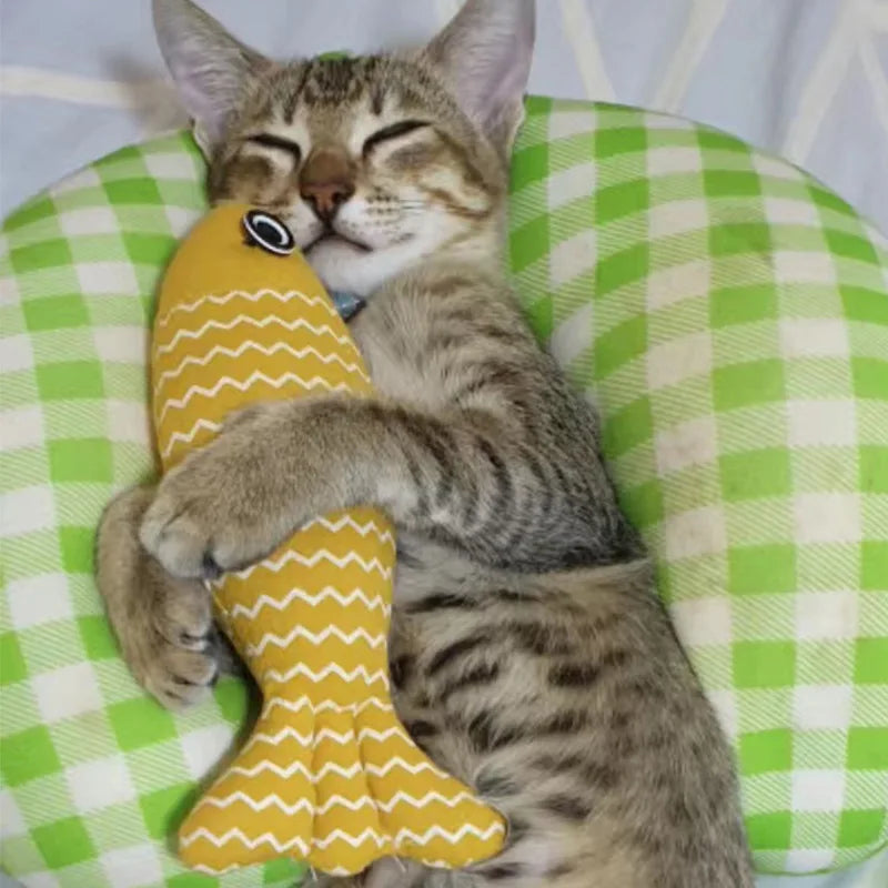 Interactive Fish Cat Toy - Plush Kicker and Chew Pillow for Indoor Cats
