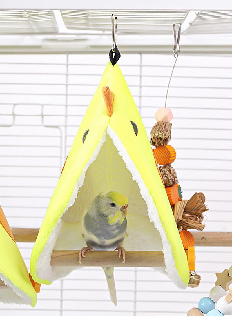 Soft Plush Bird Hammock Bed - Warm Hanging Nest for Parrots and Parakeets