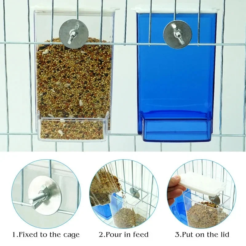 Anti-Splash Bird Feeder Box - Automatic Seed Dispenser for Parakeets