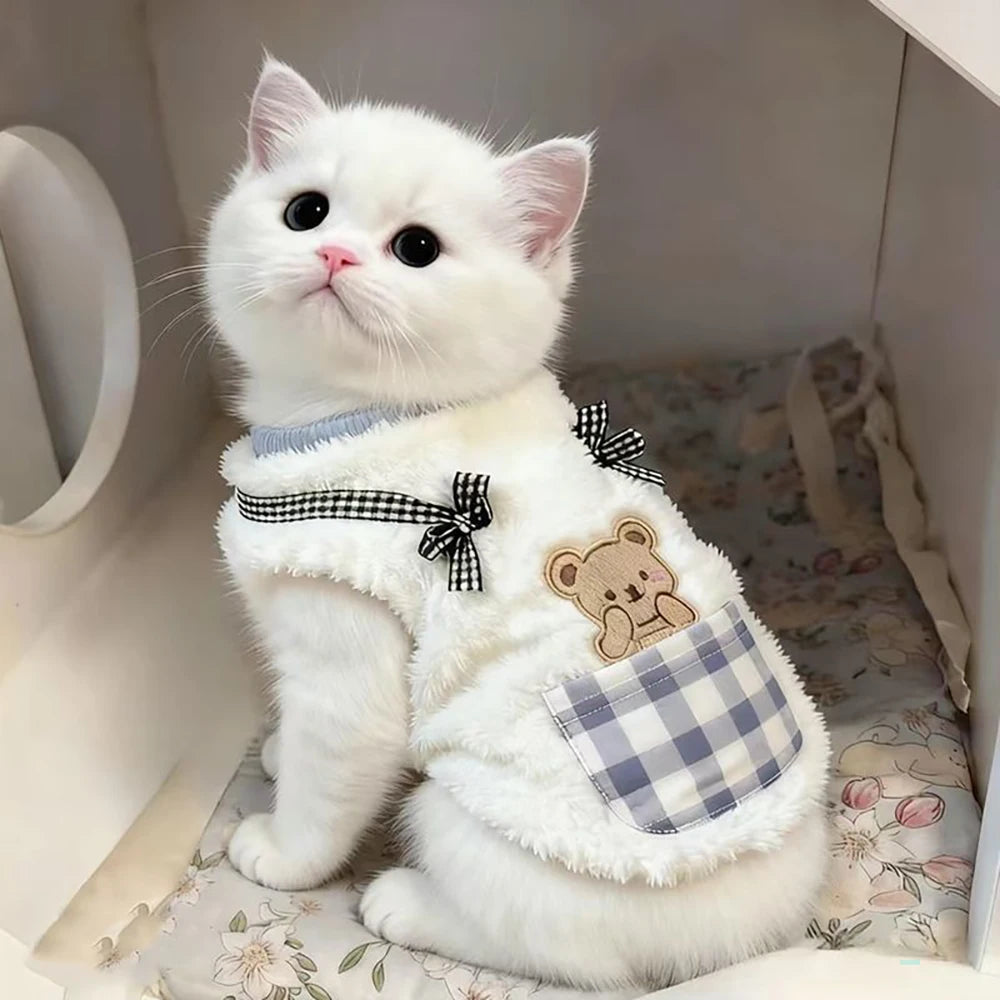 Cozy Plush Pet Vest - Warm Fleece Sleeveless Coat for Dogs & Cats