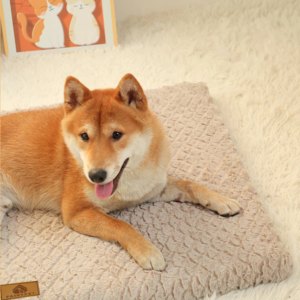 Orthopedic 3D Foam Dog Bed - Waterproof Faux Fur Crate Cushion with Removable Cover