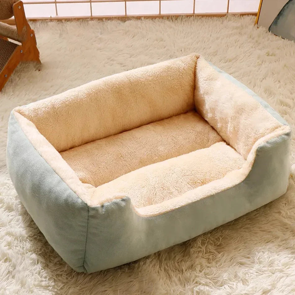 Plush Cat & Dog Basket Bed - Breathable Cushion Nest for Cozy Indoor Lounging