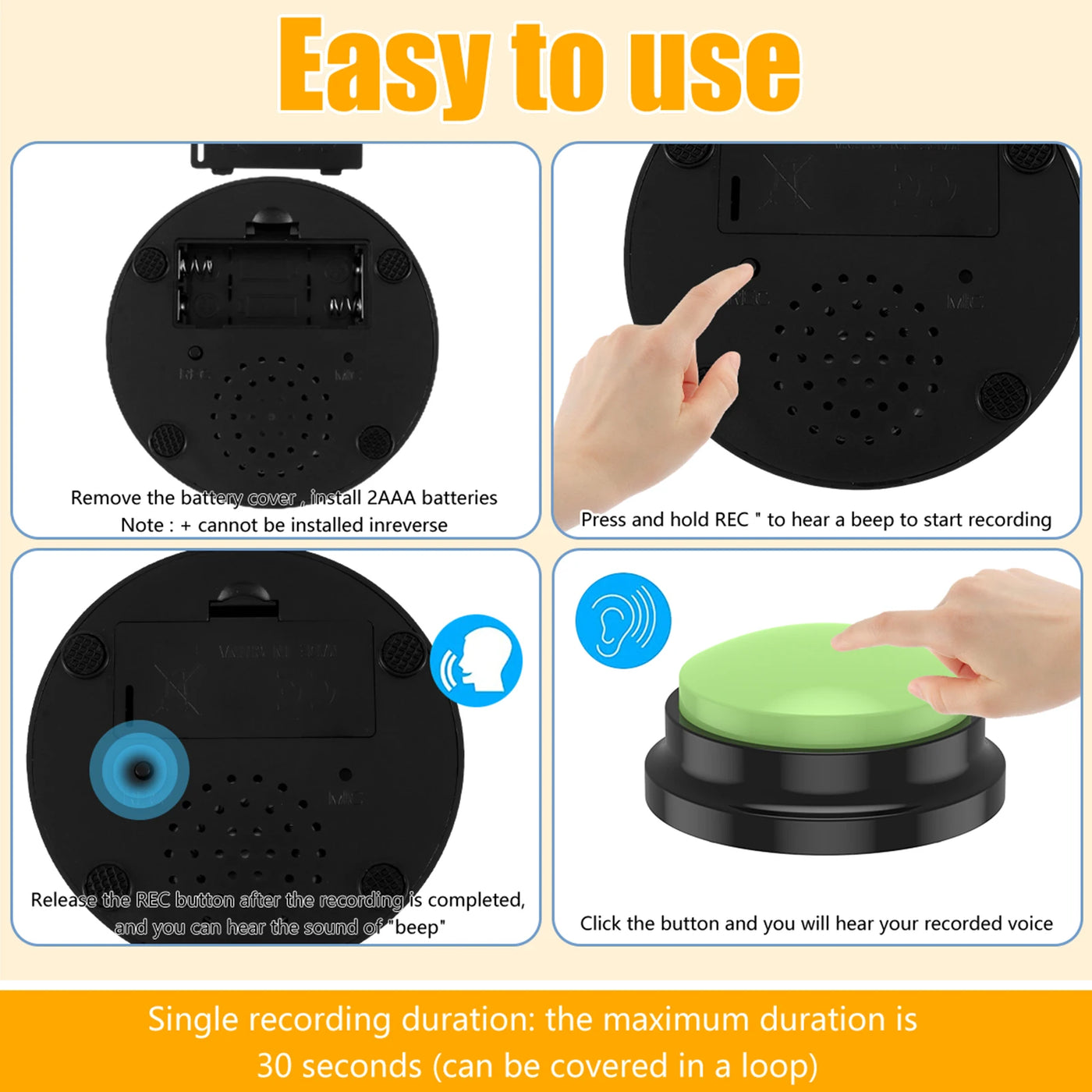 Recordable Dog Training Buttons Set - Interactive Talking Buzzers with Light