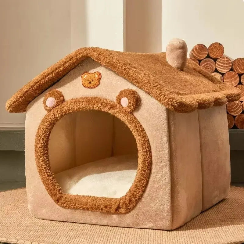 Foldable Pet Cave Bed - Warm House Kennel for Small & Medium Dogs and Cats