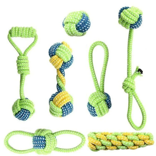 Cotton Rope Dog Toy Set - Interactive Chew Toys for Small & Large Dogs