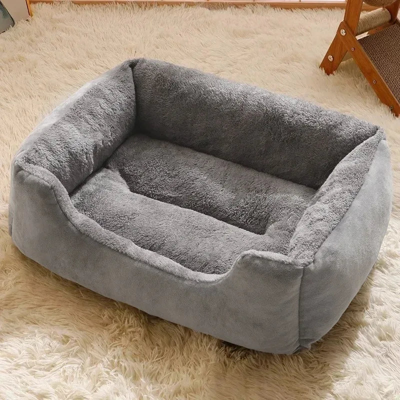 Plush Cat & Dog Basket Bed - Breathable Cushion Nest for Cozy Indoor Lounging