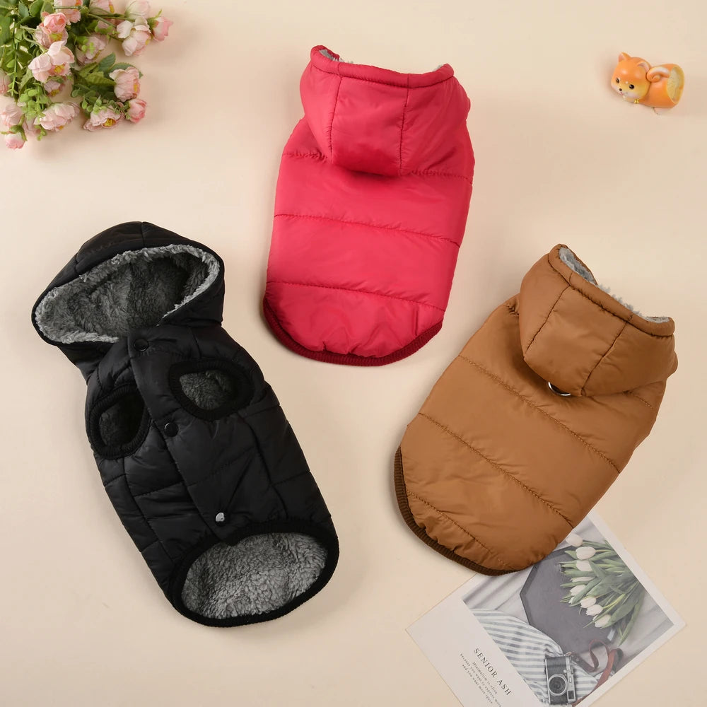 Windproof Pet Hoodie Coat - Warm Fleece Jacket for Cats & Small Dogs
