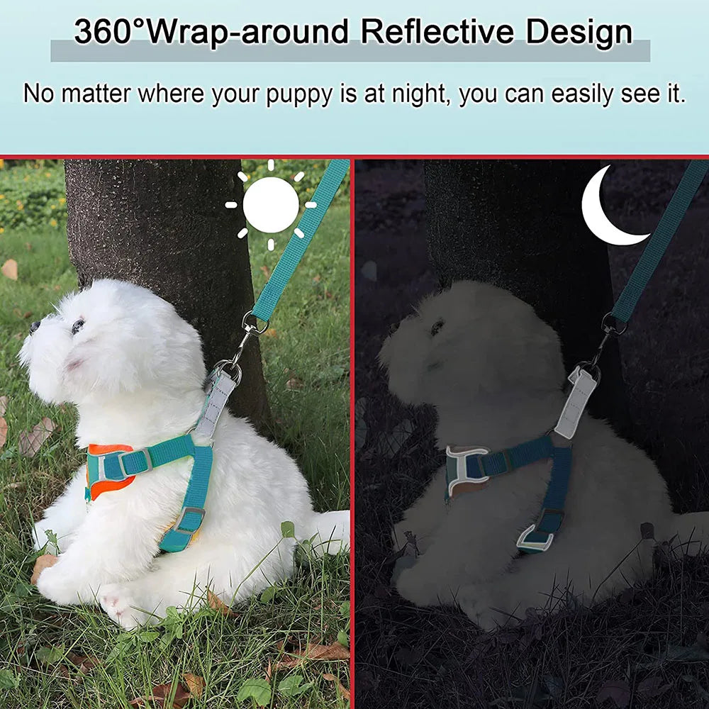 Reflective Step-In Dog Harness Set - Soft Adjustable Vest for Puppies & Small Dogs