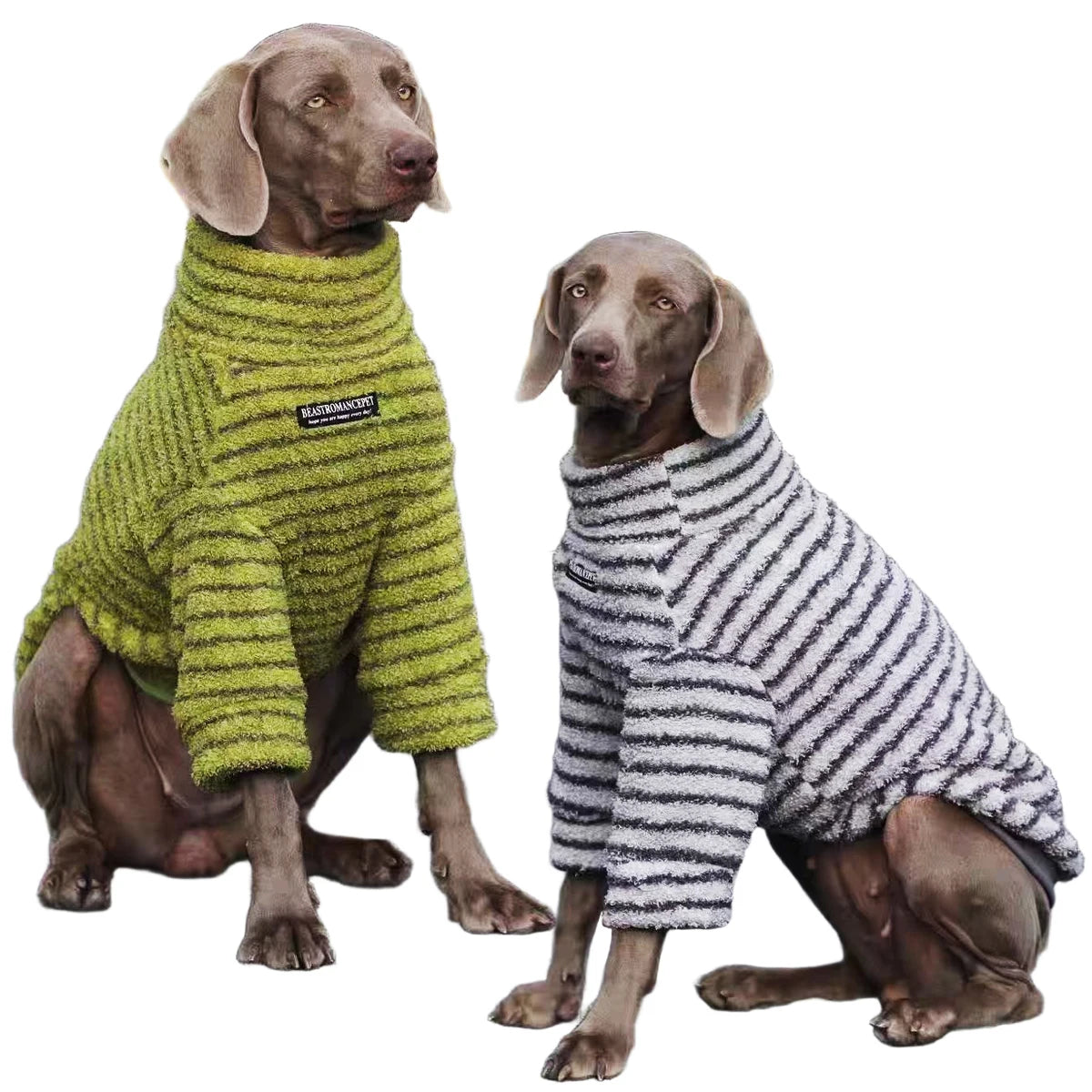 Striped Turtleneck Dog Sweater - Fleece Pullover for Medium & Large Dogs