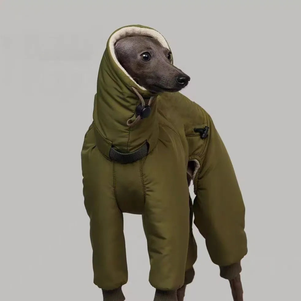 Thickened Winter Dog Jacket - Full-Neck Warm Coat for Greyhounds & Large Dogs