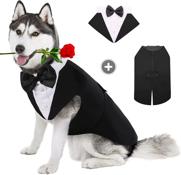 Formal Dog Tuxedo Suit - Bow Tie Party Outfit for Weddings & Special Events