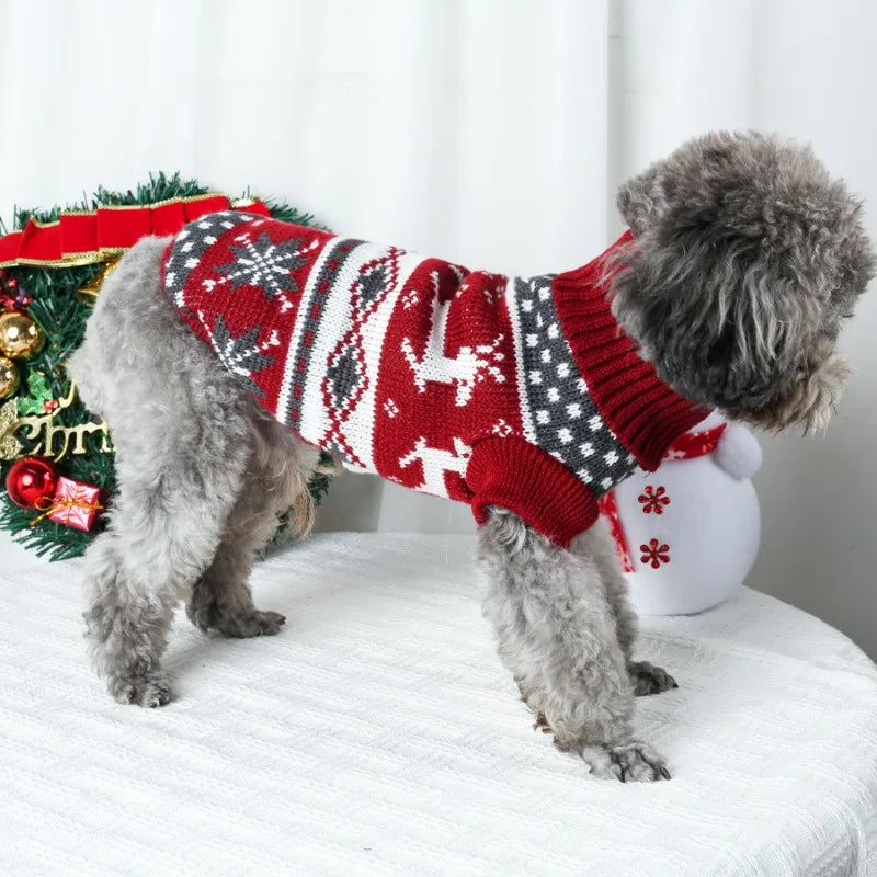 Christmas Knitted Pet Sweater - Festive Holiday Pullover for Small Dogs & Cats