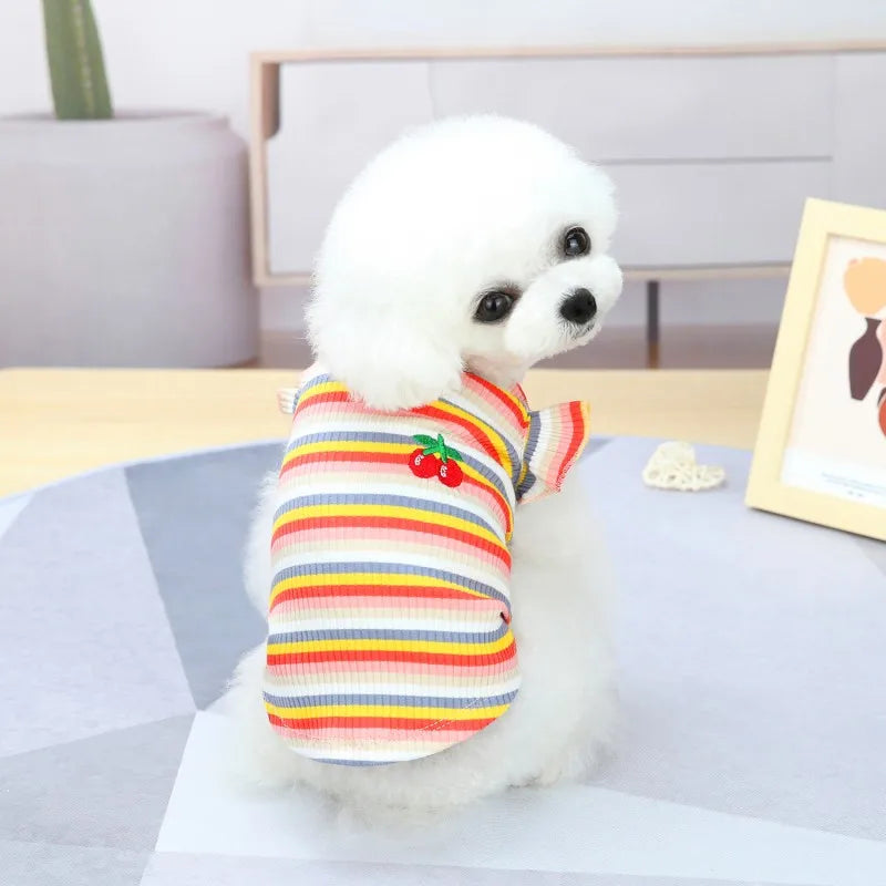 Ruffle Striped Pet Dress - Cute Party Skirt Vest for Dogs & Cats