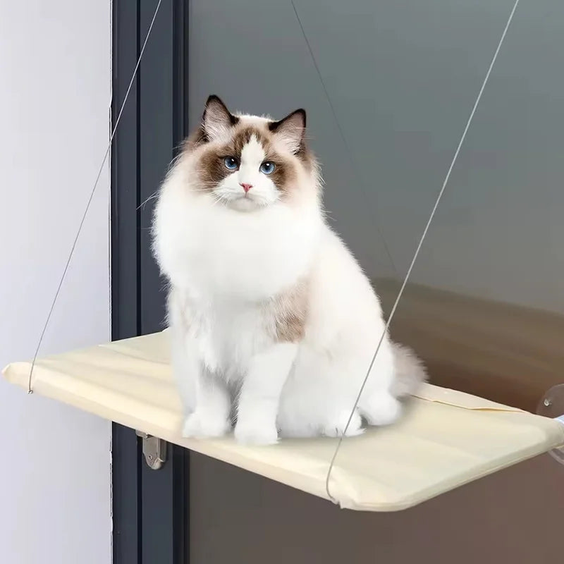 Window Cat Hammock Bed - Washable Suction Shelf Seat for Lounging Cats