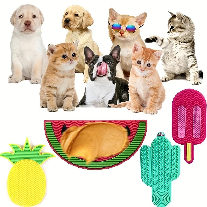 Silicone Slow Feeder Lick Mat - Suction Feeding Pad for Small Cats & Dogs