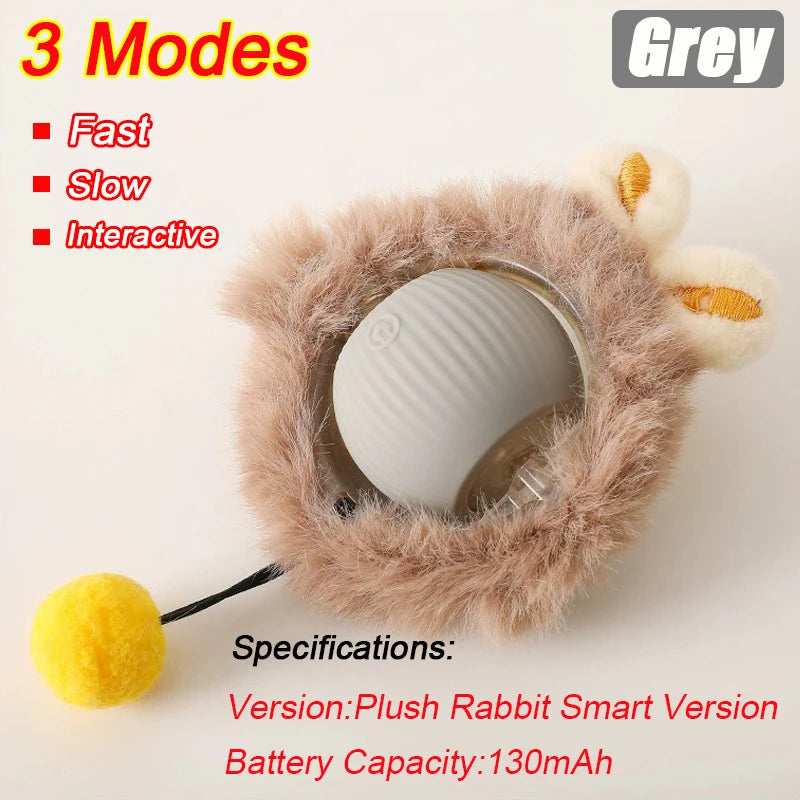 Rechargeable Rolling Cat Ball Toy - Faux Tail Interactive Teaser for Cats