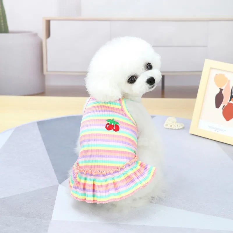 Ruffle Striped Pet Dress - Cute Party Skirt Vest for Dogs & Cats