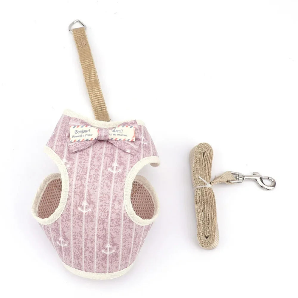 Breathable Mesh Pet Harness Set - Adjustable Leash Vest for Small Dogs & Cats