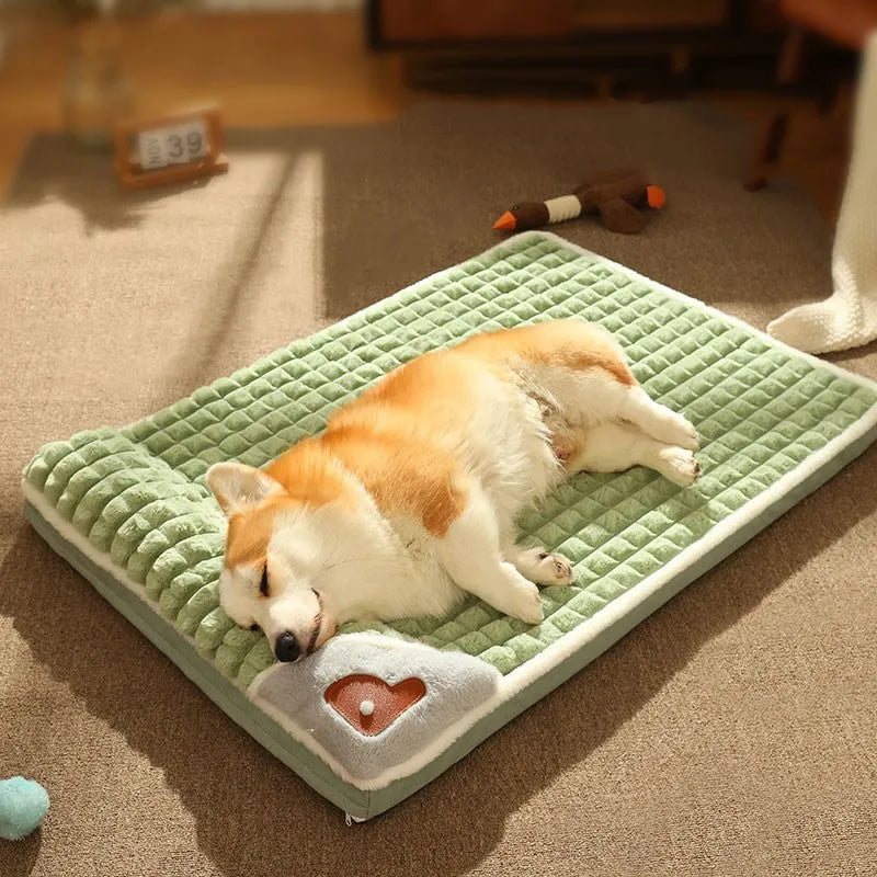 Supportive Pet Bed Mat - Detachable Neck-Support Cushion for Indoor Comfort