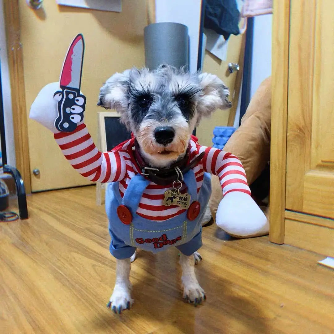 Funny Halloween Dog Costume - Adjustable Cosplay Outfit for Small Dogs & Cats