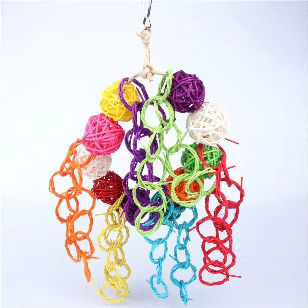 Natural Parrot Chew Toy Set - Colorful Biting Toy for Birds