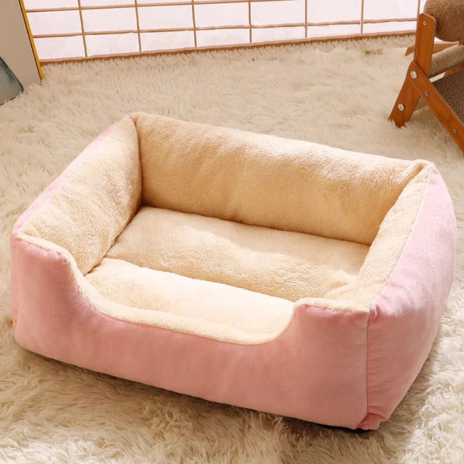 Plush Cat & Dog Basket Bed - Breathable Cushion Nest for Cozy Indoor Lounging