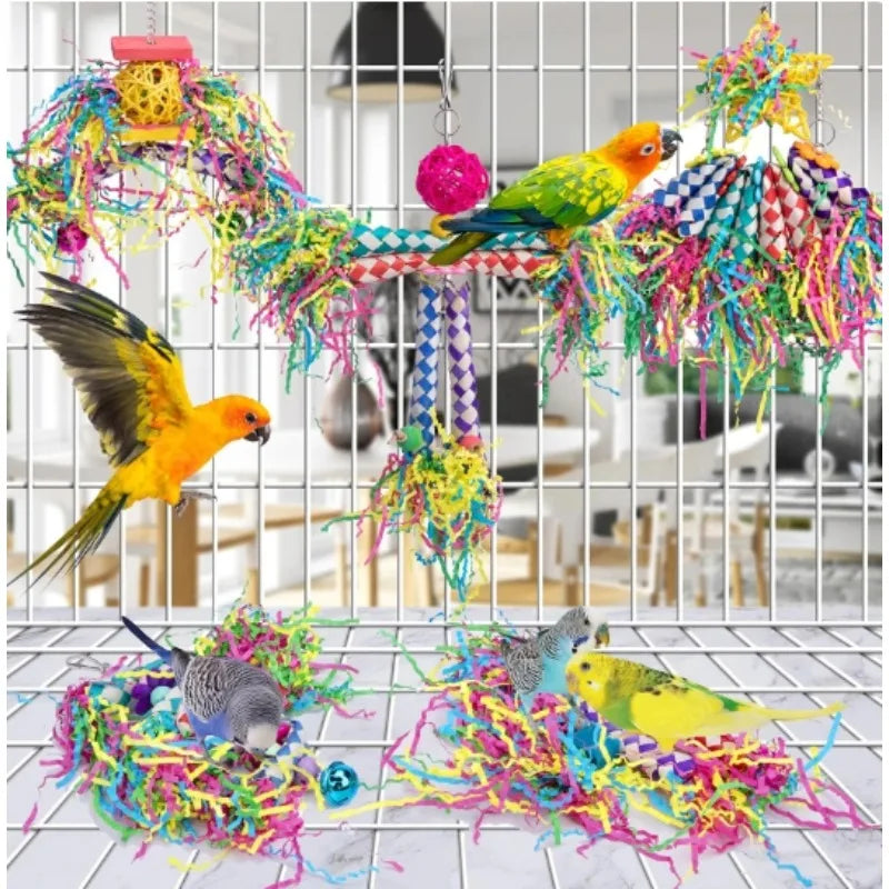 Natural Parrot Chew Toy Set - Colorful Biting Toy for Birds