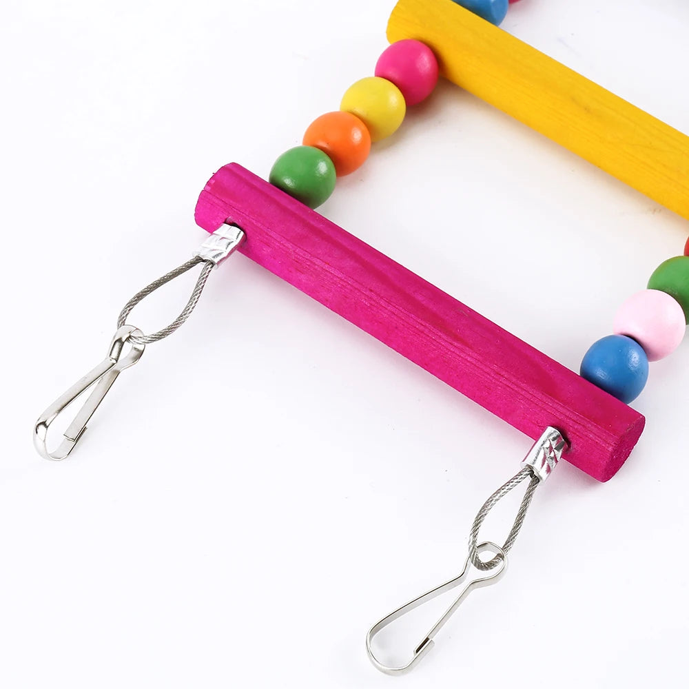 Colorful Bird Ladder Bridge - 12-Step Hanging Climbing Toy for Parrots