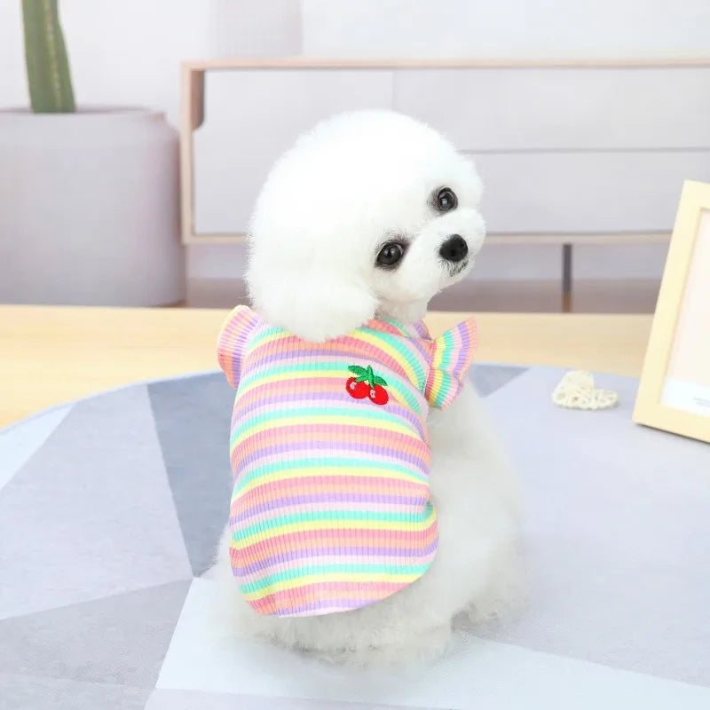 Ruffle Striped Pet Dress - Cute Party Skirt Vest for Dogs & Cats
