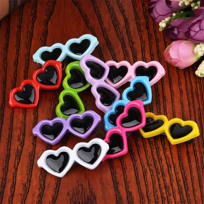 Heart Sunglasses Pet Hair Clips - Cute Bow Accessories for Dogs & Cats