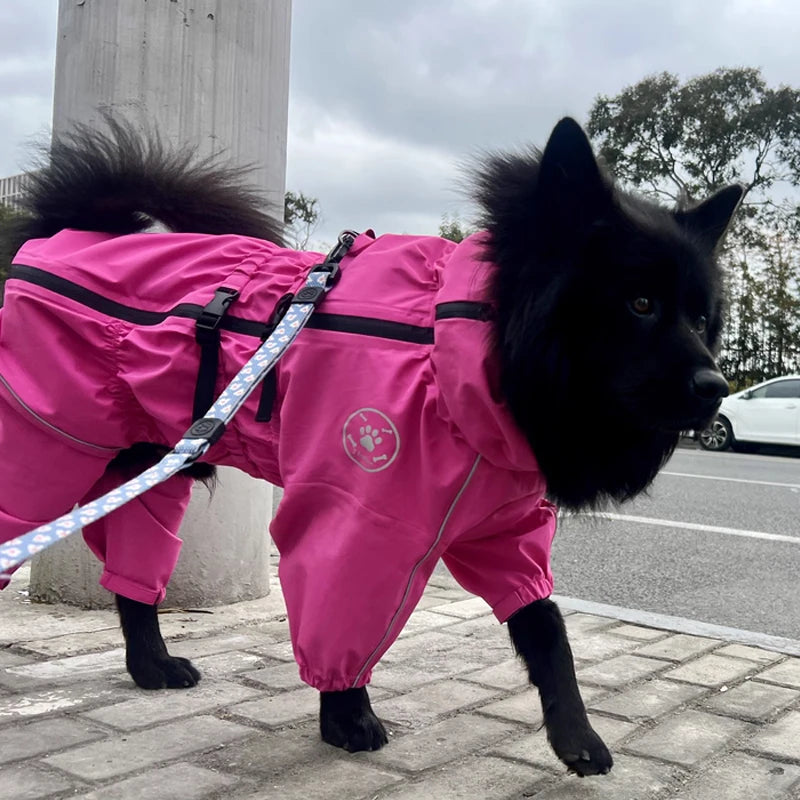Reflective Waterproof Dog Raincoat - Adjustable Jacket for Autumn & Winter Walks
