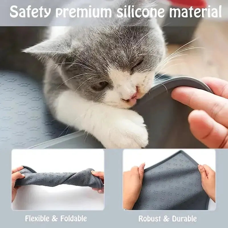 Waterproof Silicone Pet Feeding Mat - Non-Slip Placemat for Cats & Dogs