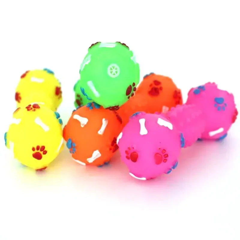 Squeaky Dumbbell Dog Chew Toy - Interactive Molar Teething Toy for Puppies