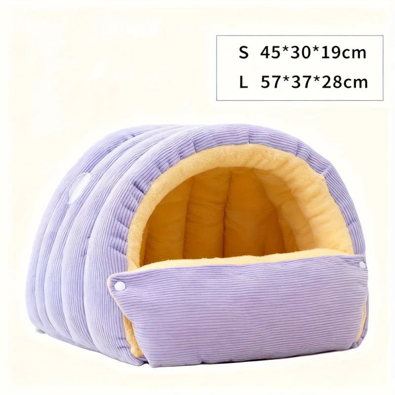 Warm Pet Nest House - Thick Plush Cat Cave Bed for Cozy Winter Sleep