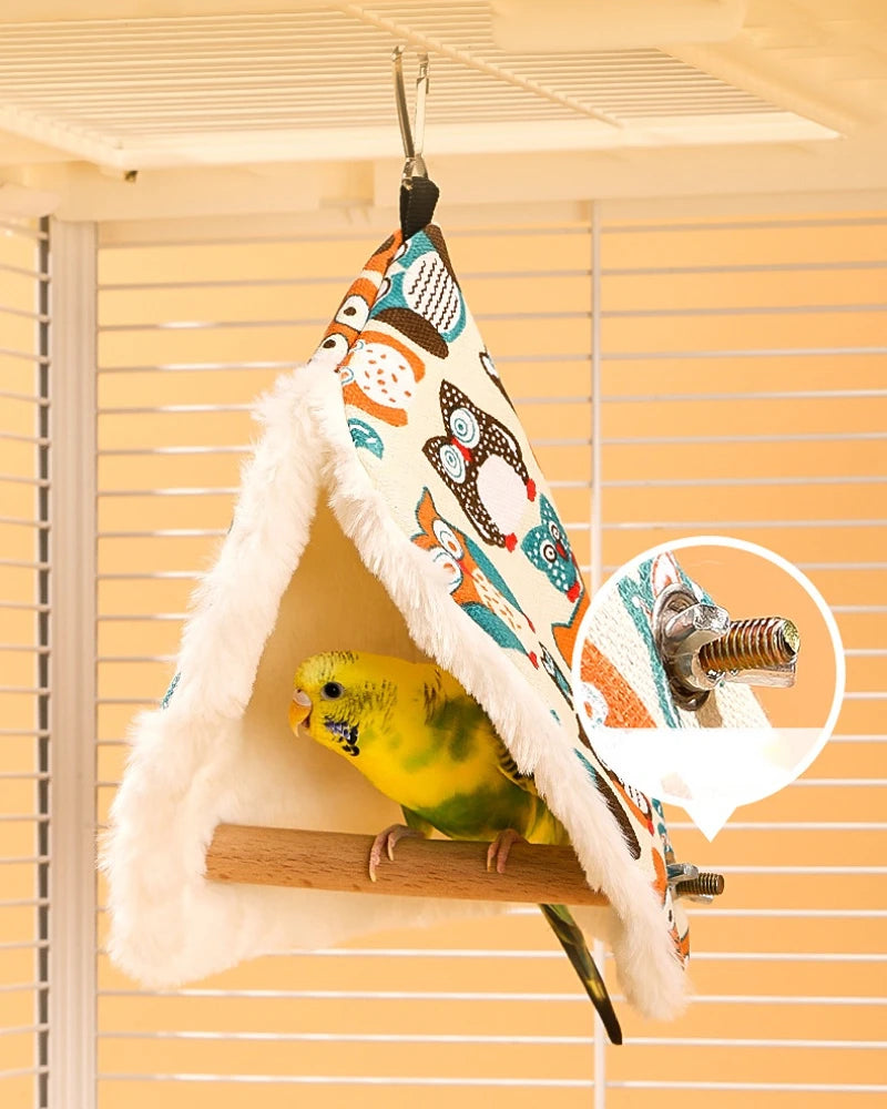 Soft Plush Bird Hammock Bed - Warm Hanging Nest for Parrots and Parakeets