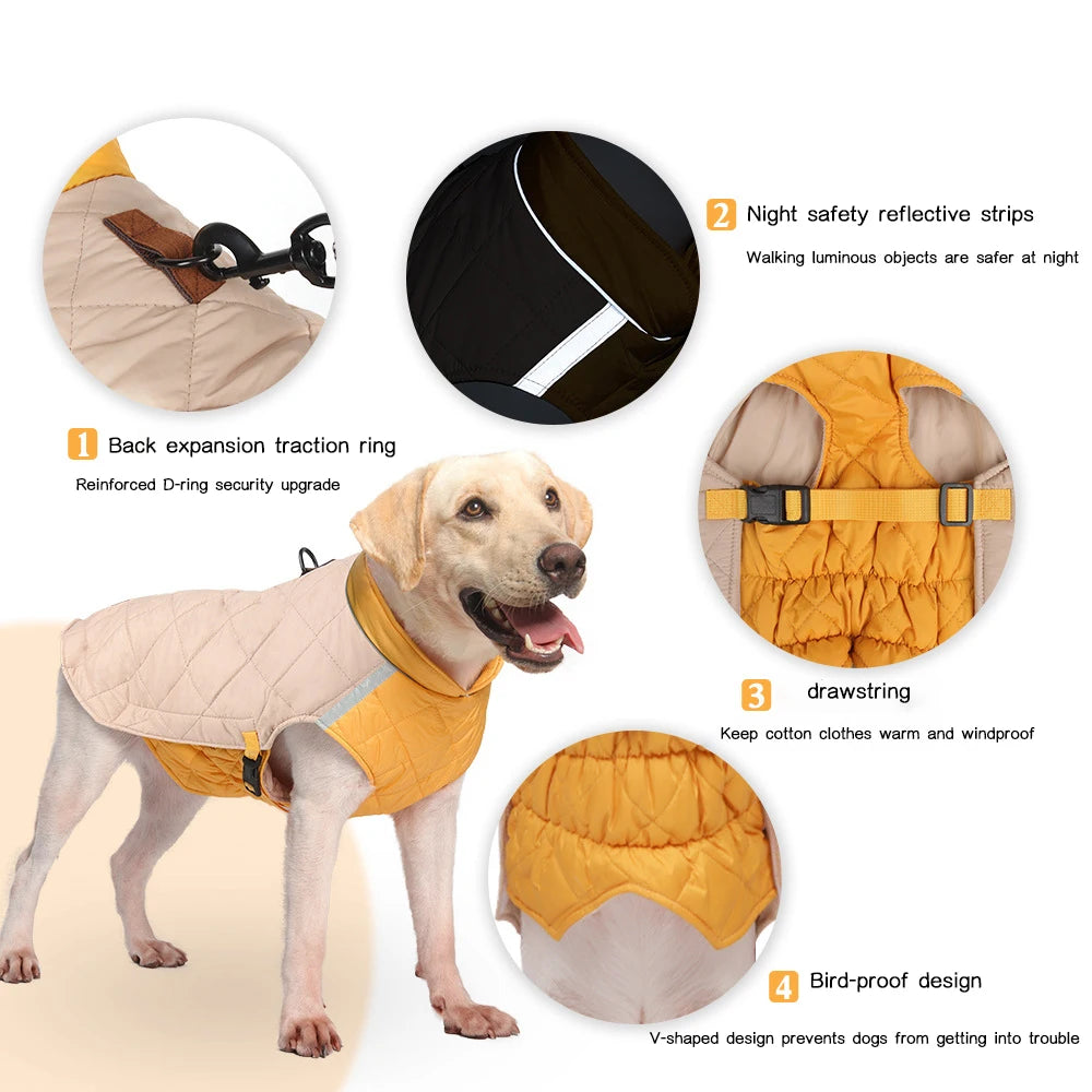 Padded Waterproof Dog Vest - Warm Winter Jacket for Small & Large Dogs