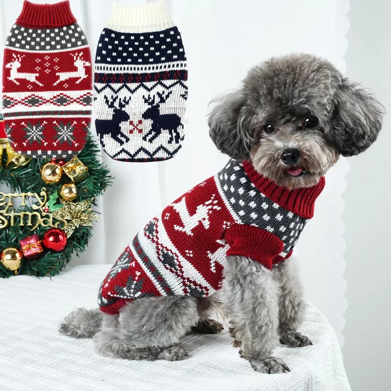 Christmas Knitted Pet Sweater - Festive Holiday Pullover for Small Dogs & Cats