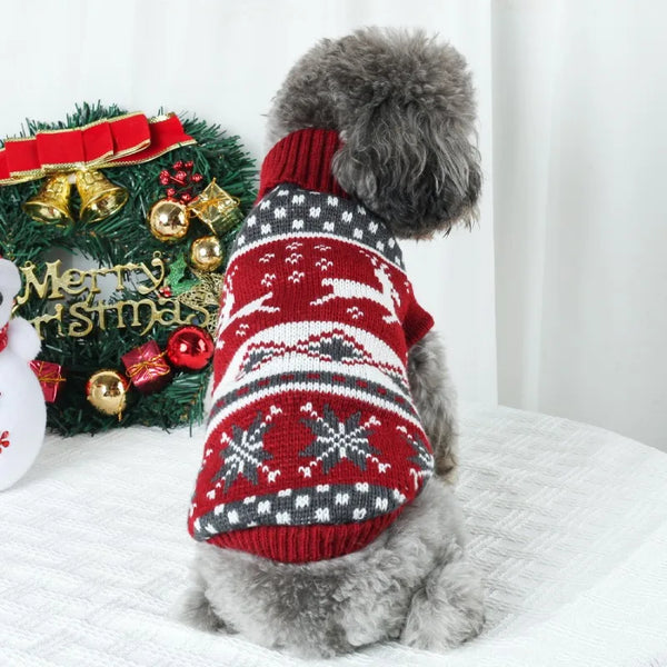 Christmas Knitted Pet Sweater - Festive Holiday Pullover for Small Dogs & Cats