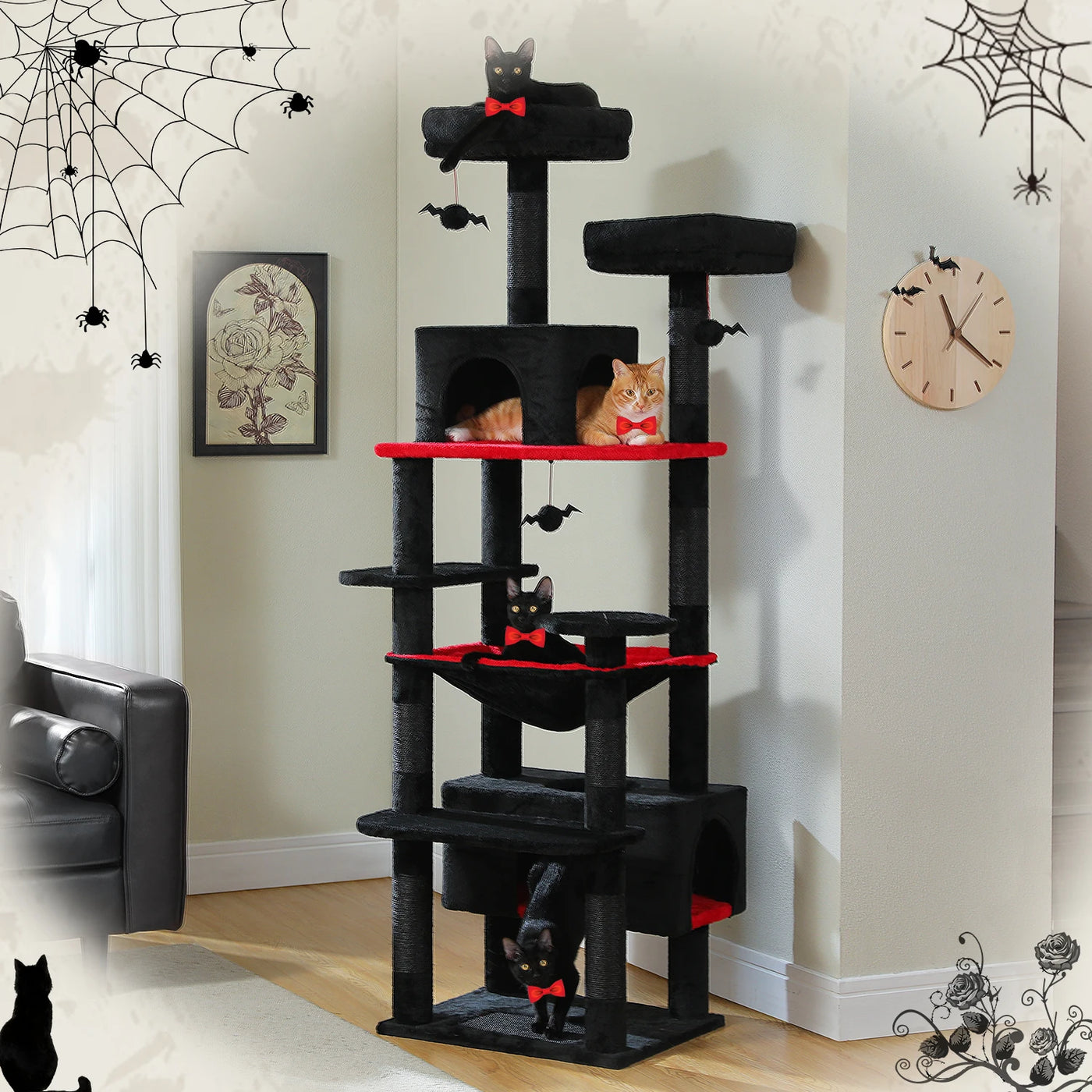 Large Cat Tree Tower - Sisal Scratching Condo for Indoor Cats