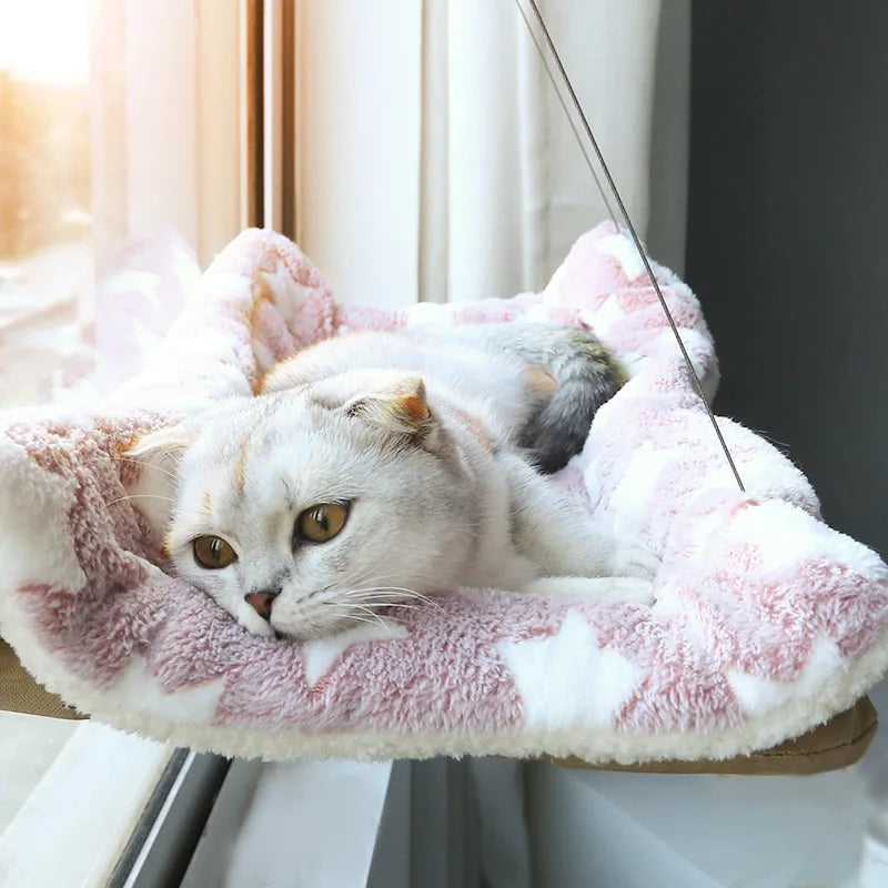 Window Cat Hammock Bed - Washable Suction Shelf Seat for Lounging Cats