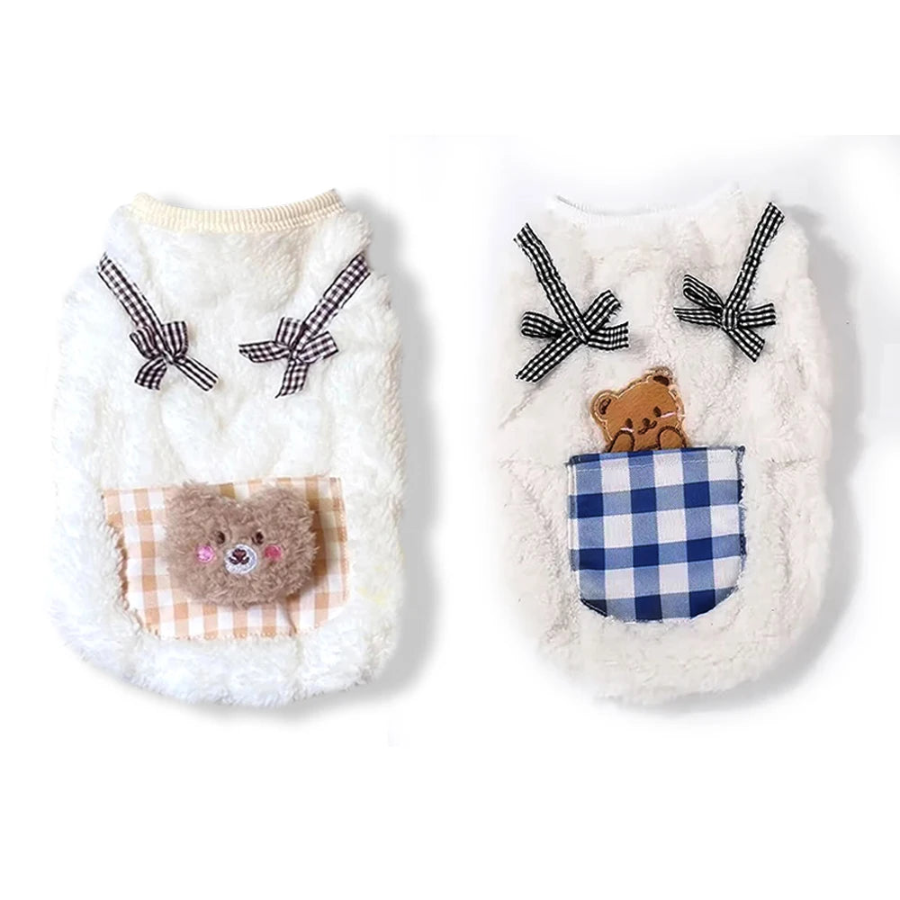 Cozy Plush Pet Vest - Warm Fleece Sleeveless Coat for Dogs & Cats